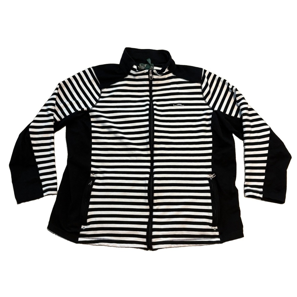 Lauren Ralph Lauren Jacket Women's 3X Black White Full Zip Casual LRL Active
